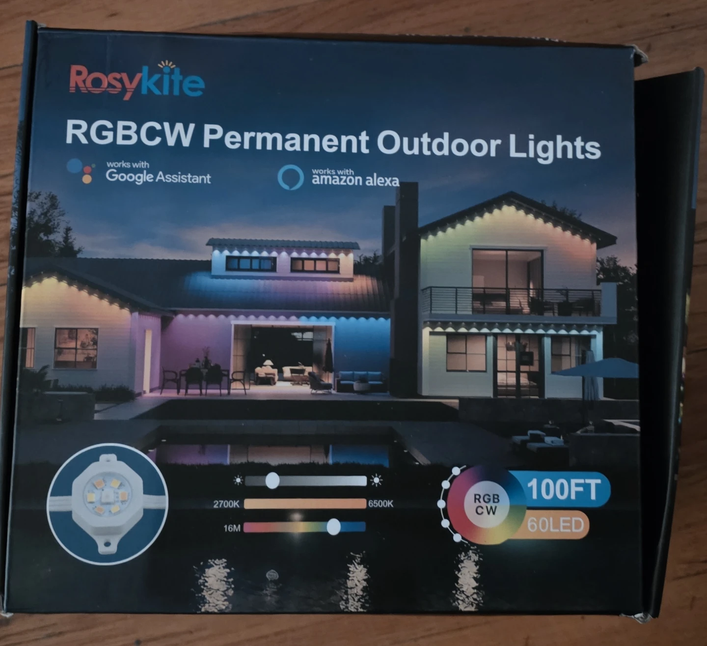 RosyKite RGB+CW Permanent Outdoor Lights 100FT