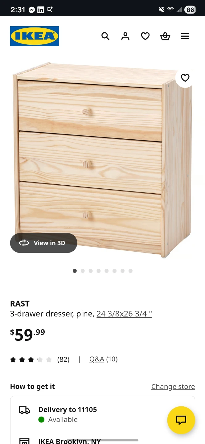 IKEA RAST 3-drawer dresser, pine