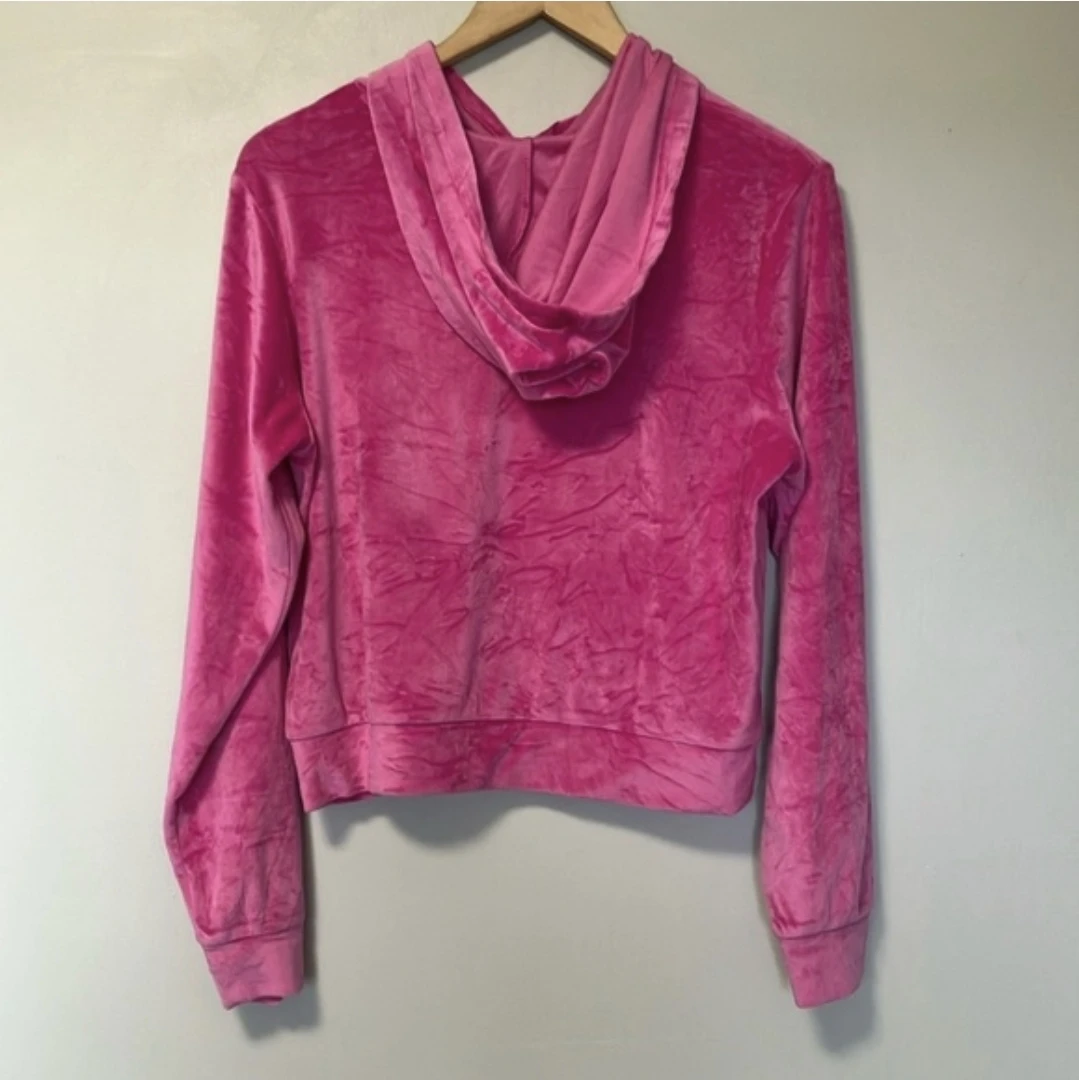JUICY COUTURE Pink Velour Rhinestone Logo Hoodie - NWOT Large - photo 5
