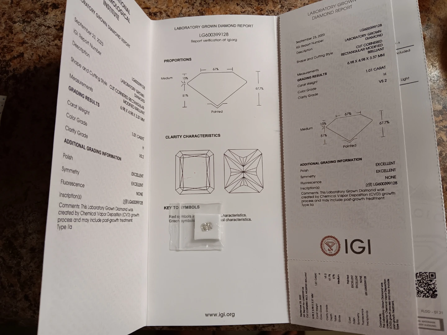 1.01 Carat Laboratory Grown Diamond - H Color, VS2 Clarity - photo 4