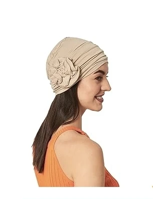 Brand New Bamboo Soft Headwear Flower Patch Cap