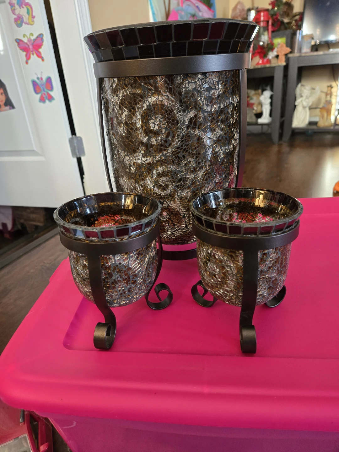 Partylite Mosaic Glass Vases and Candle Holders Set