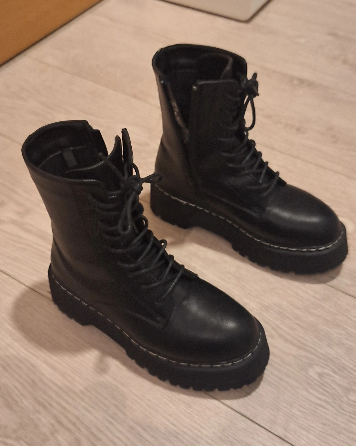Ardenes Black Chunky Platform Combat Boots - photo 2