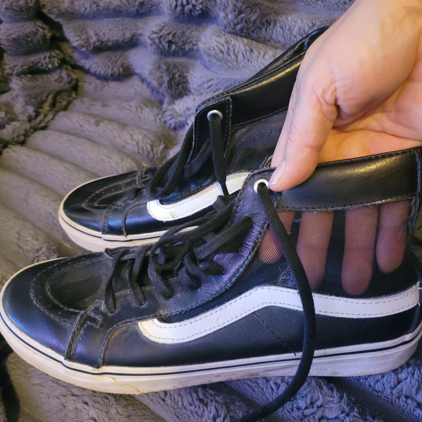 $20 M8.5/W10Vans Sk8-Hi Black Mesh High-Top Sneakers - photo 2