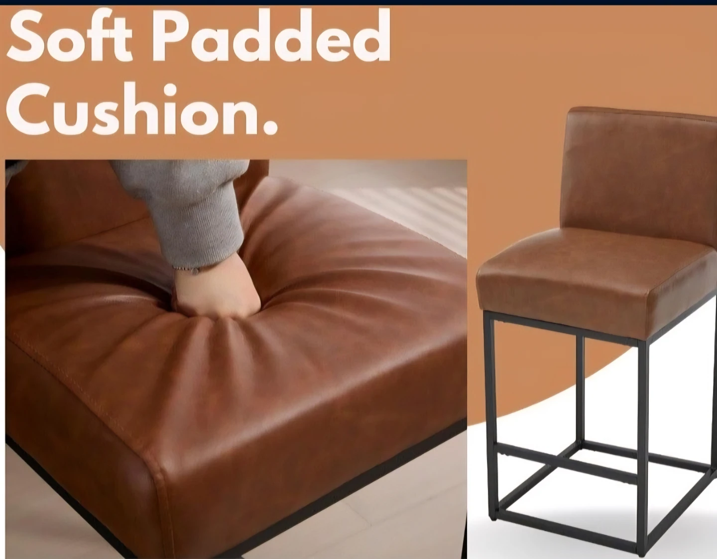 Brown Faux Leather Counter Height Chair (Set of 2) - photo 2