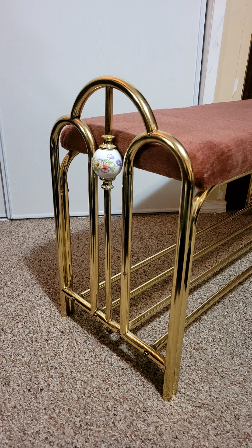 Vintage Brass Bench w/ Shoe Storage - photo 3