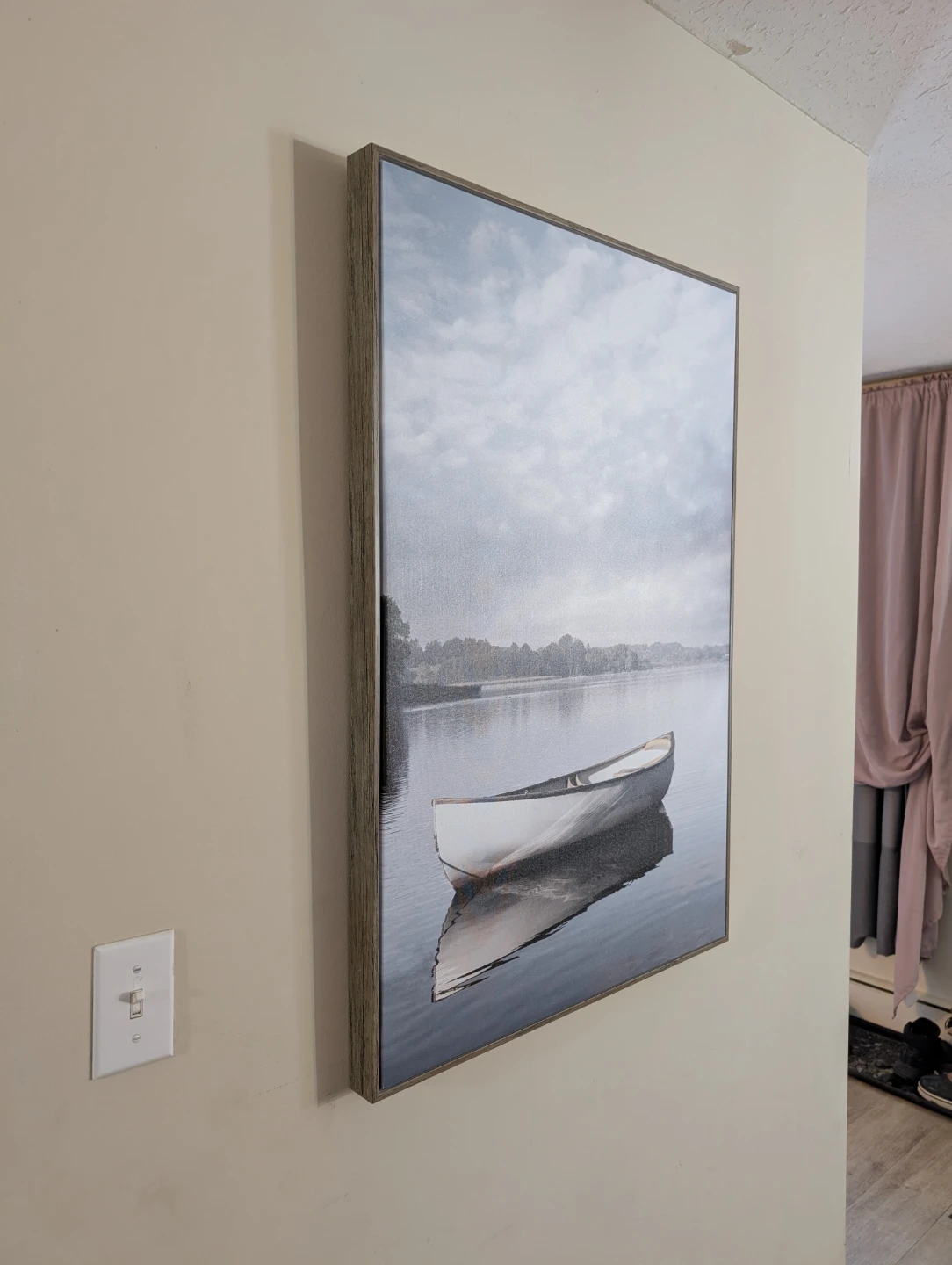 Framed Canvas Print of a Canoe on a Lake - photo 2