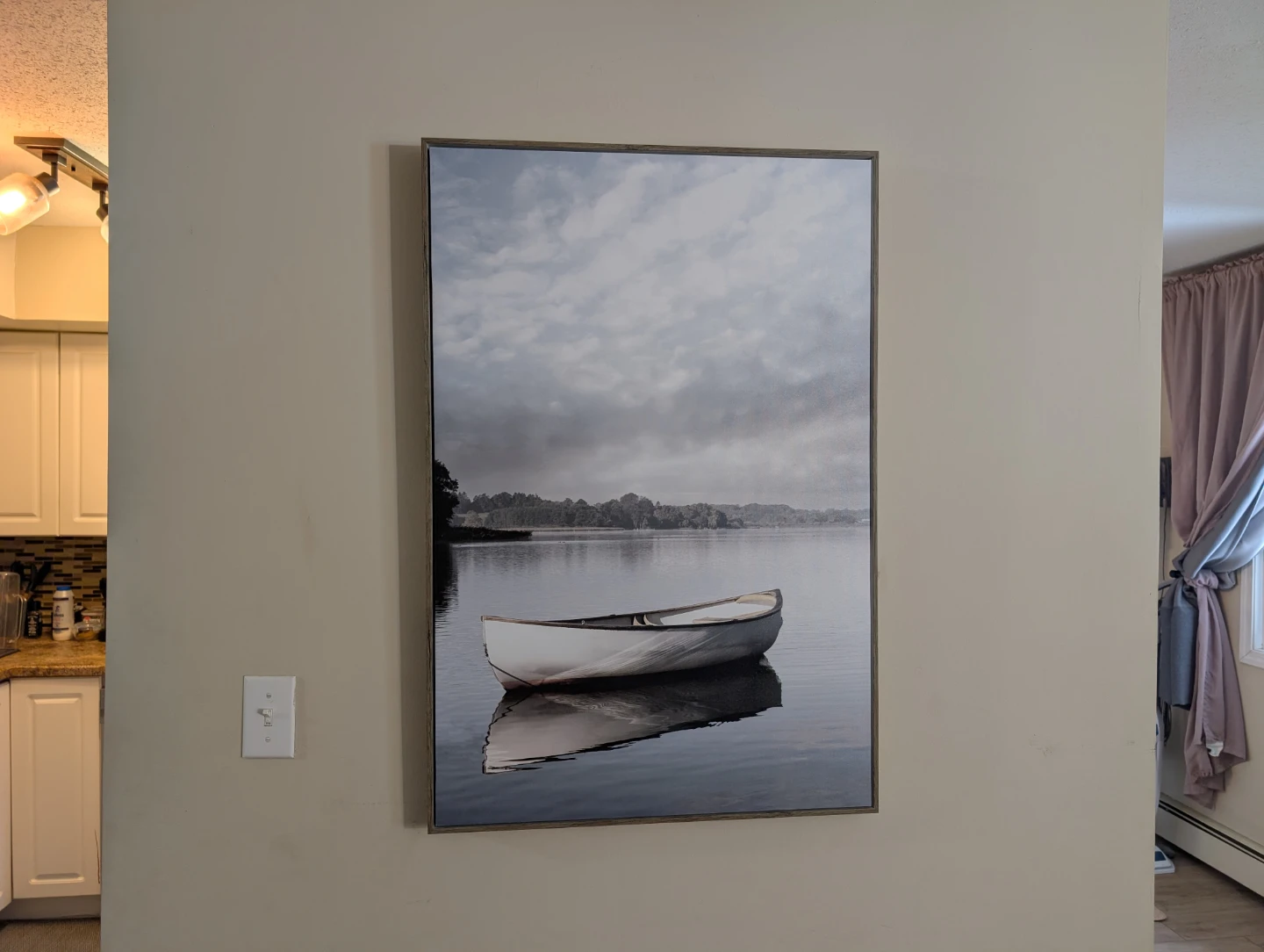 Framed Canvas Print of a Canoe on a Lake - photo 3