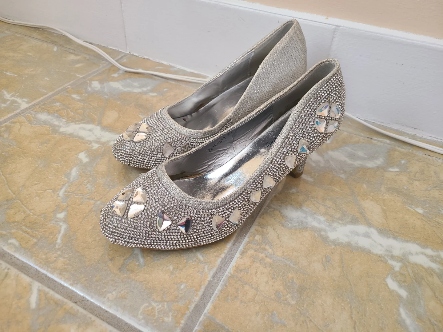 Beautiful Silver Embellished Heels