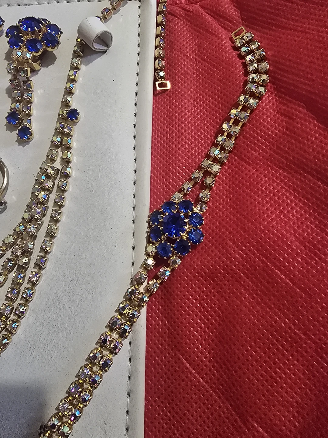 Blue Rhinestone Jewellery Set -  Earrings, Ring, Bracelet🏆 - photo 4