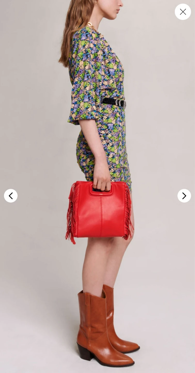 Maje Floral Print Ruched Mini Dress