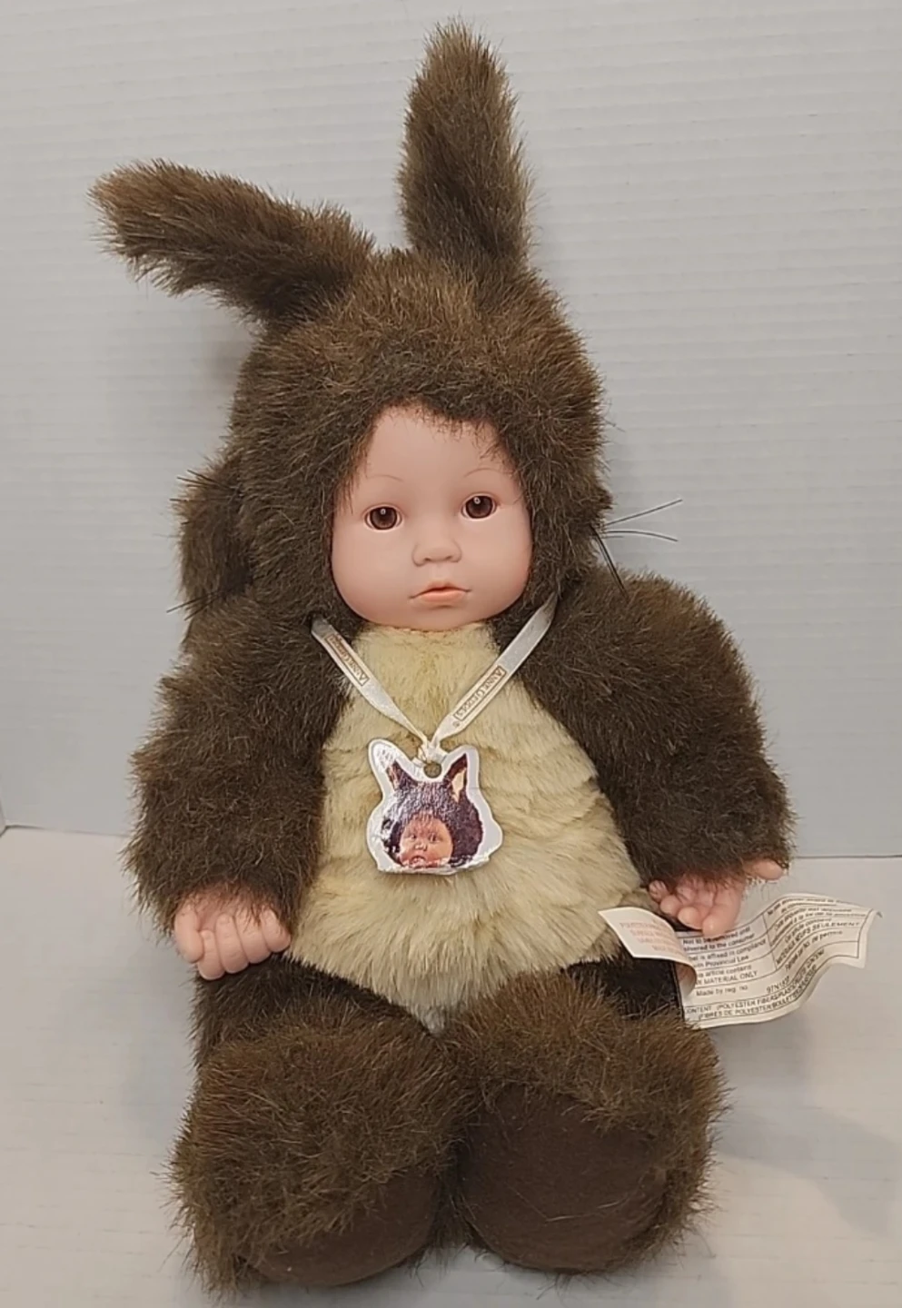 Vintage Anne Geddes Baby Dolls Baby As A Squirrel  Hard Plastic