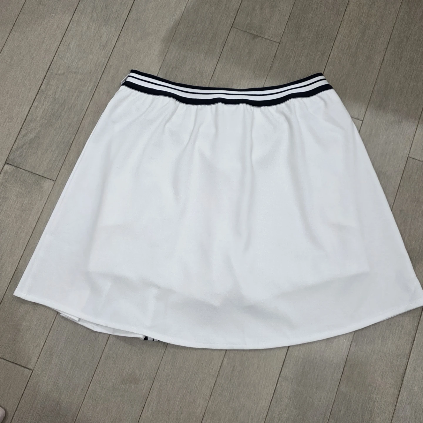 White Tennis Skirt with Navy and White Striped Waistband - photo 2