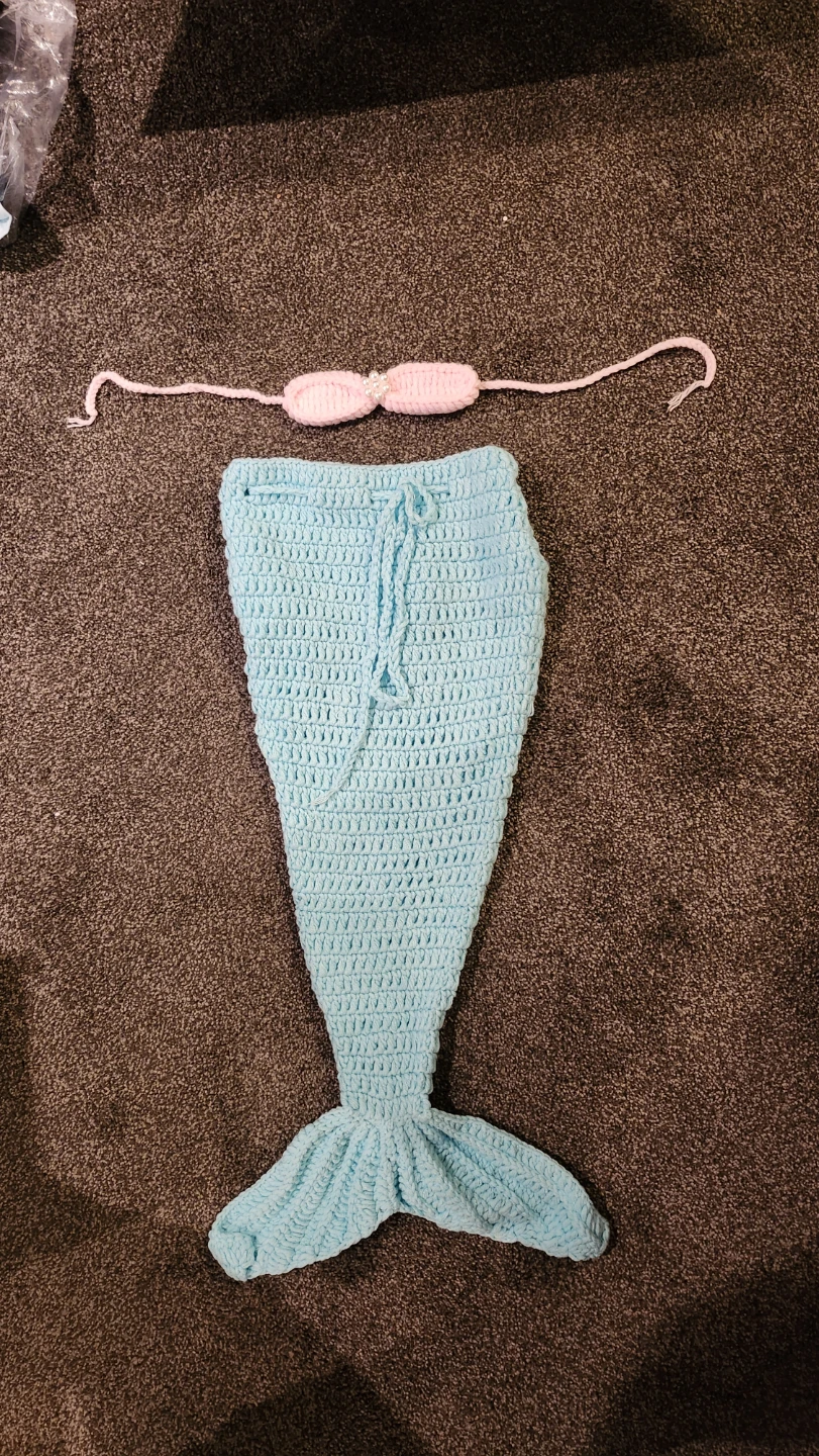 Newborn Crocheted Mermaid Tail Costume with Bikini Top