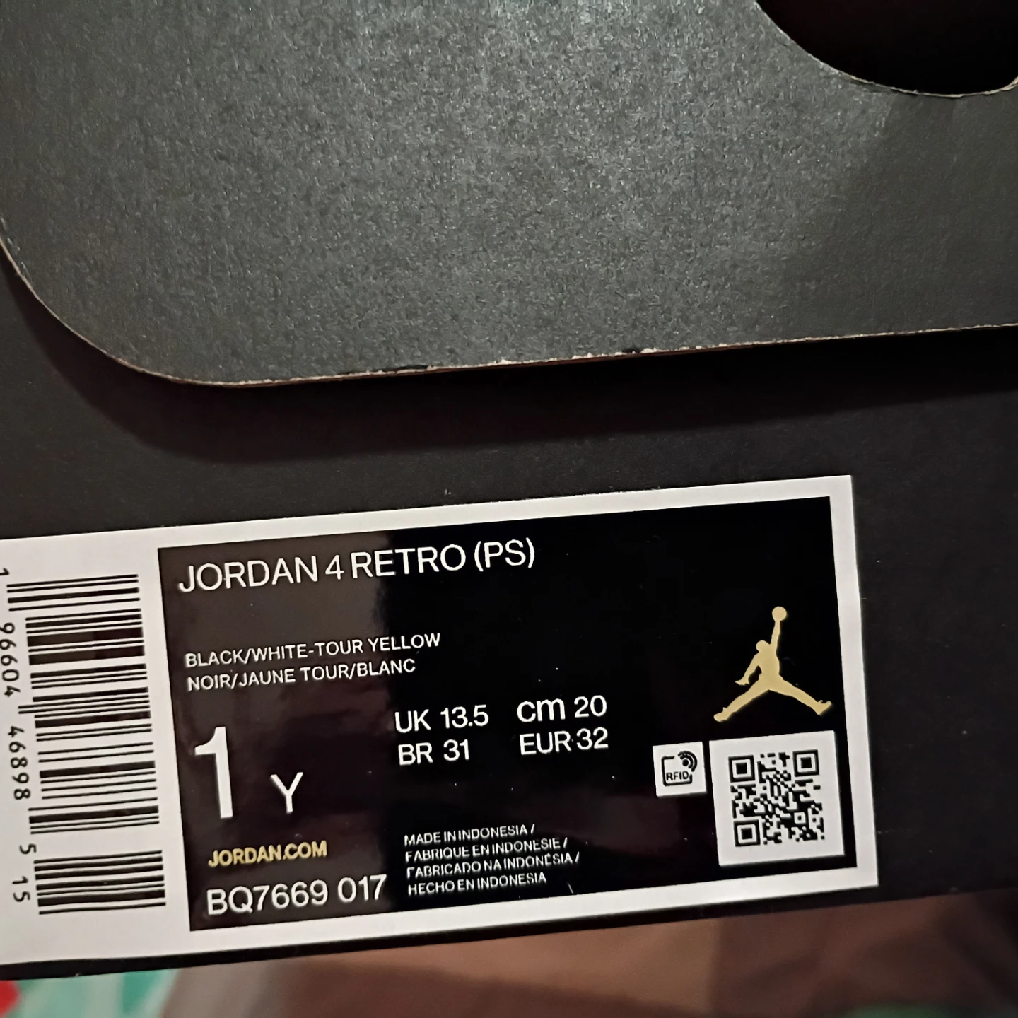 Jordan 4 Retro (PS) Black/White-Tour Yellow Sneakers - photo 2