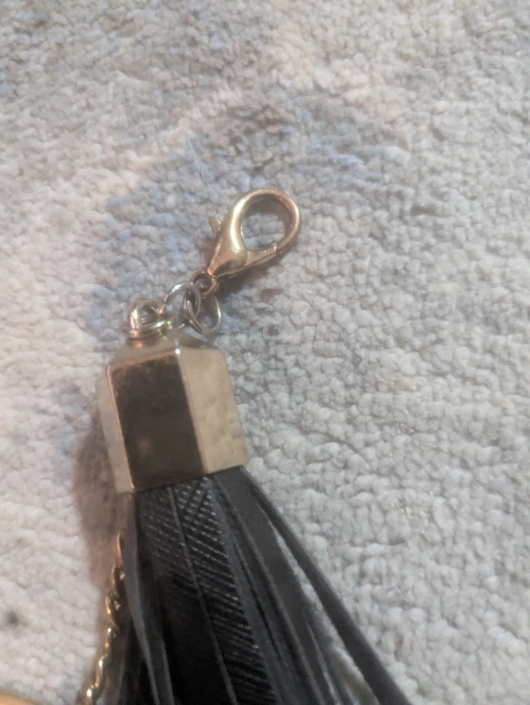 ALDO Black Faux Leather Tassel Bag Charm Keychain - photo 2