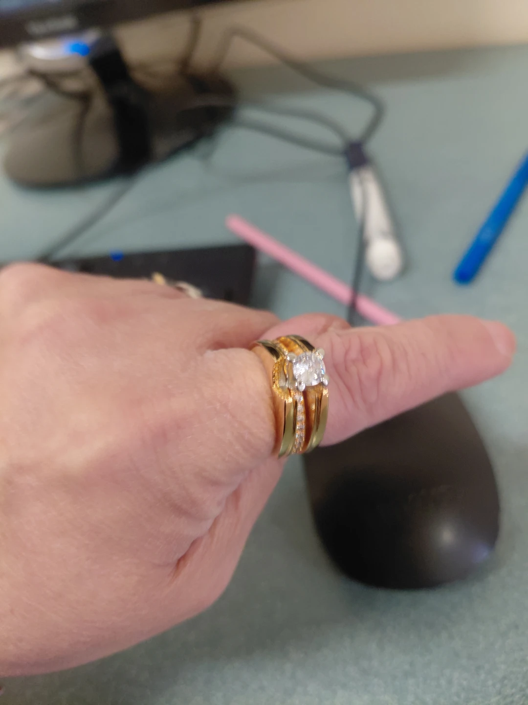 Gold diamond ring - photo 3