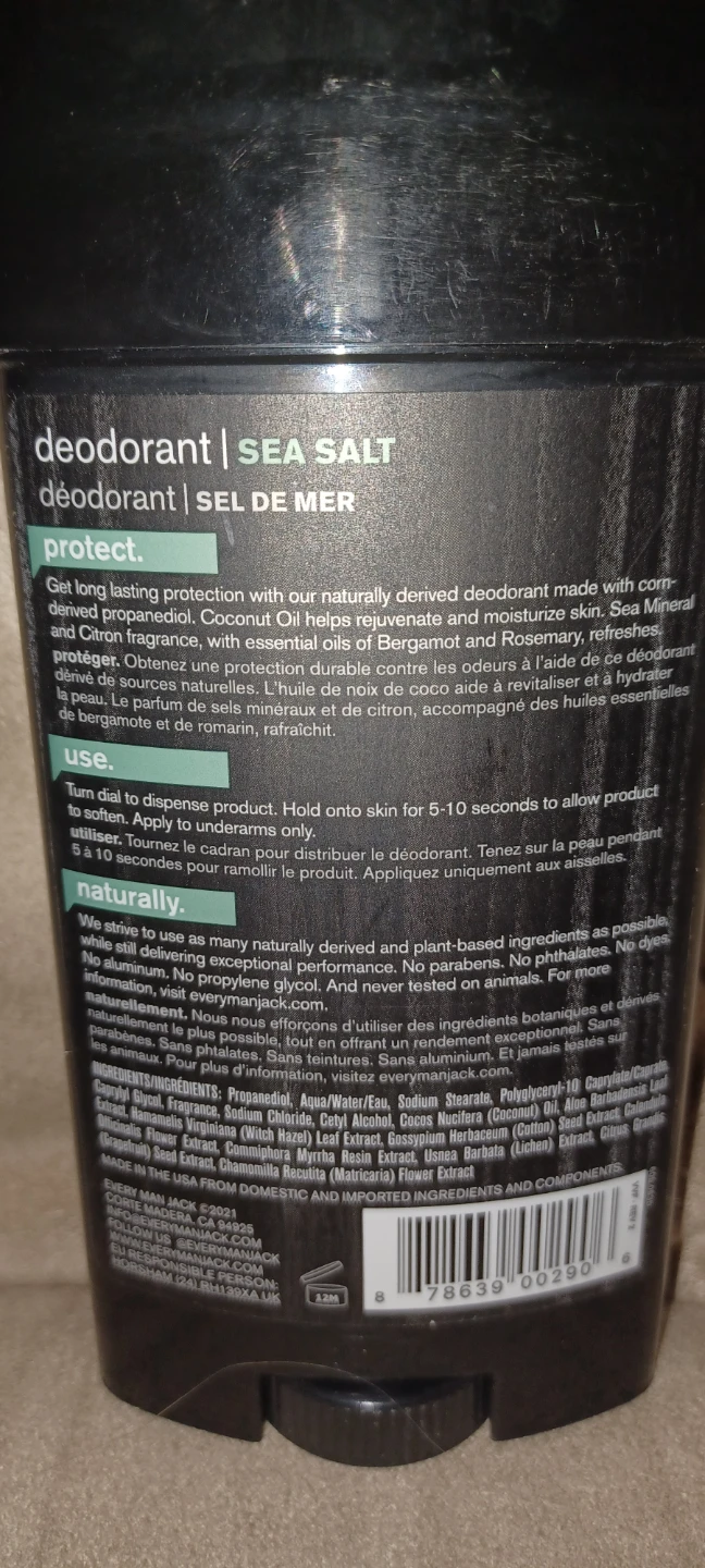 Every Man Jack Sea Salt Aluminum Free Deodorant 2.7 oz - photo 2