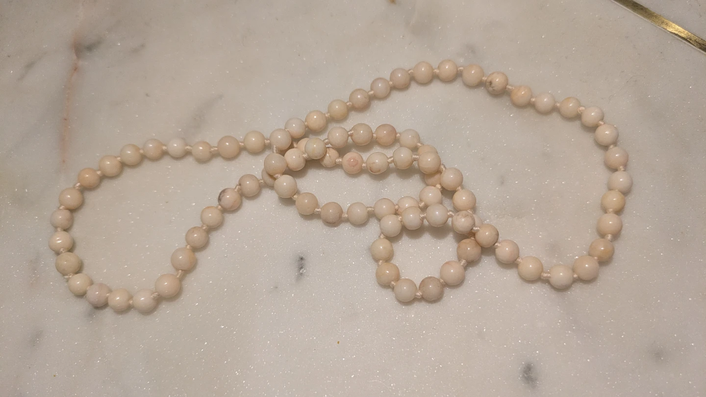 RARE Vintage Angel Skin Coral Silk String Necklace - photo 3
