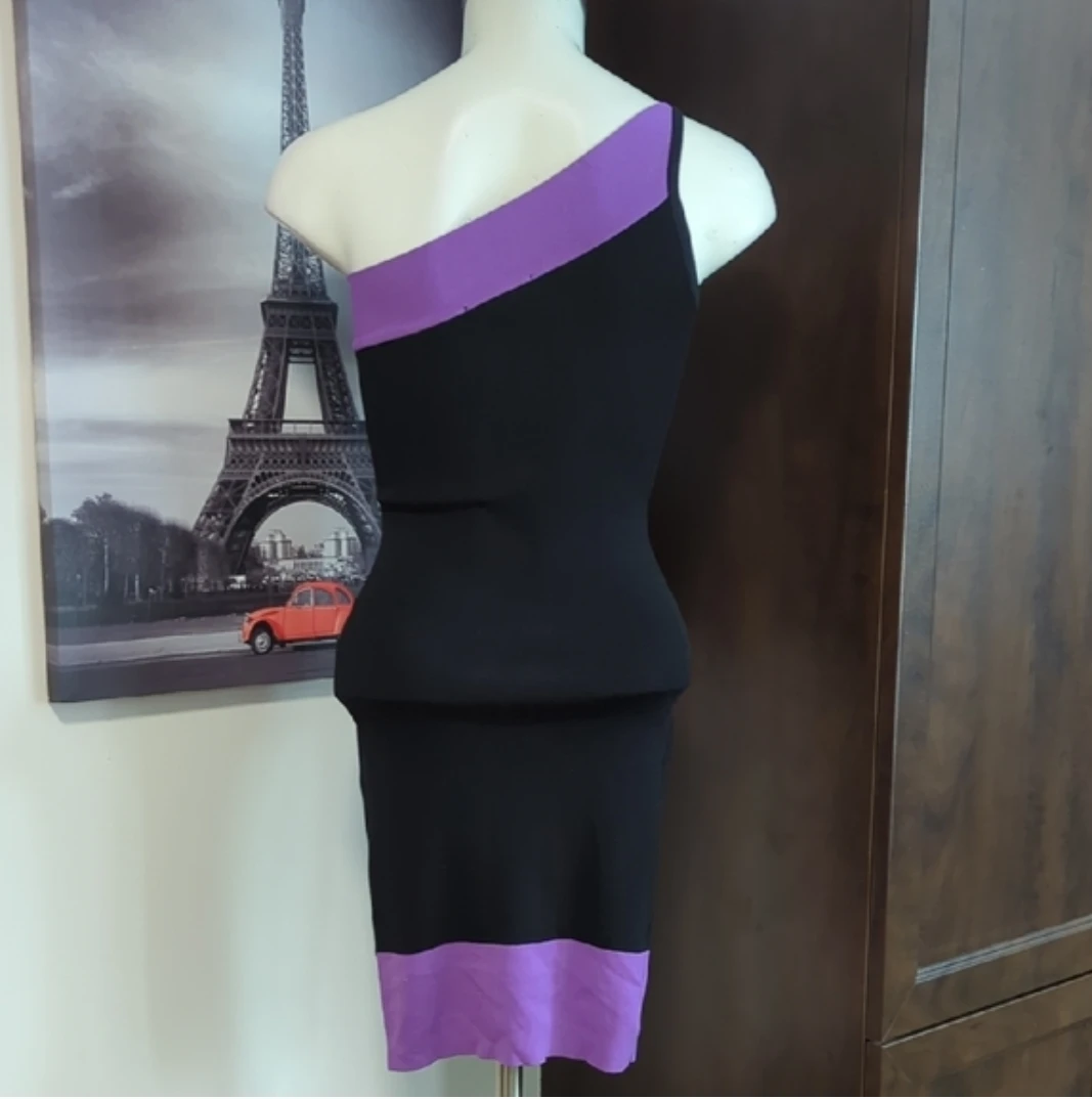 Urban Behavior One-Shoulder Dress Black/Purple Size M - photo 3
