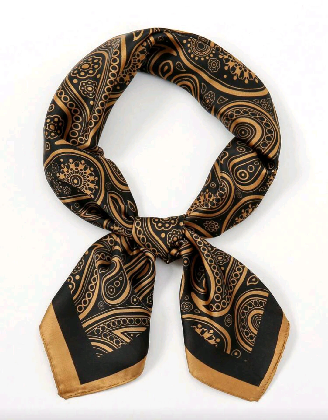 Paisley Print Scarf - Black & Gold - photo 2