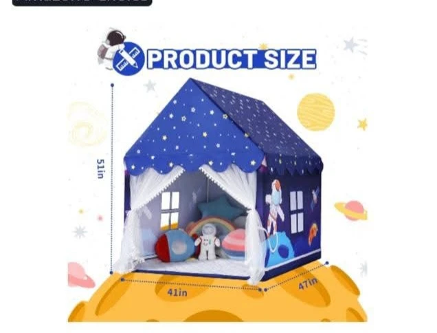 Kids Play Tent with Padded Mat and Star Lights