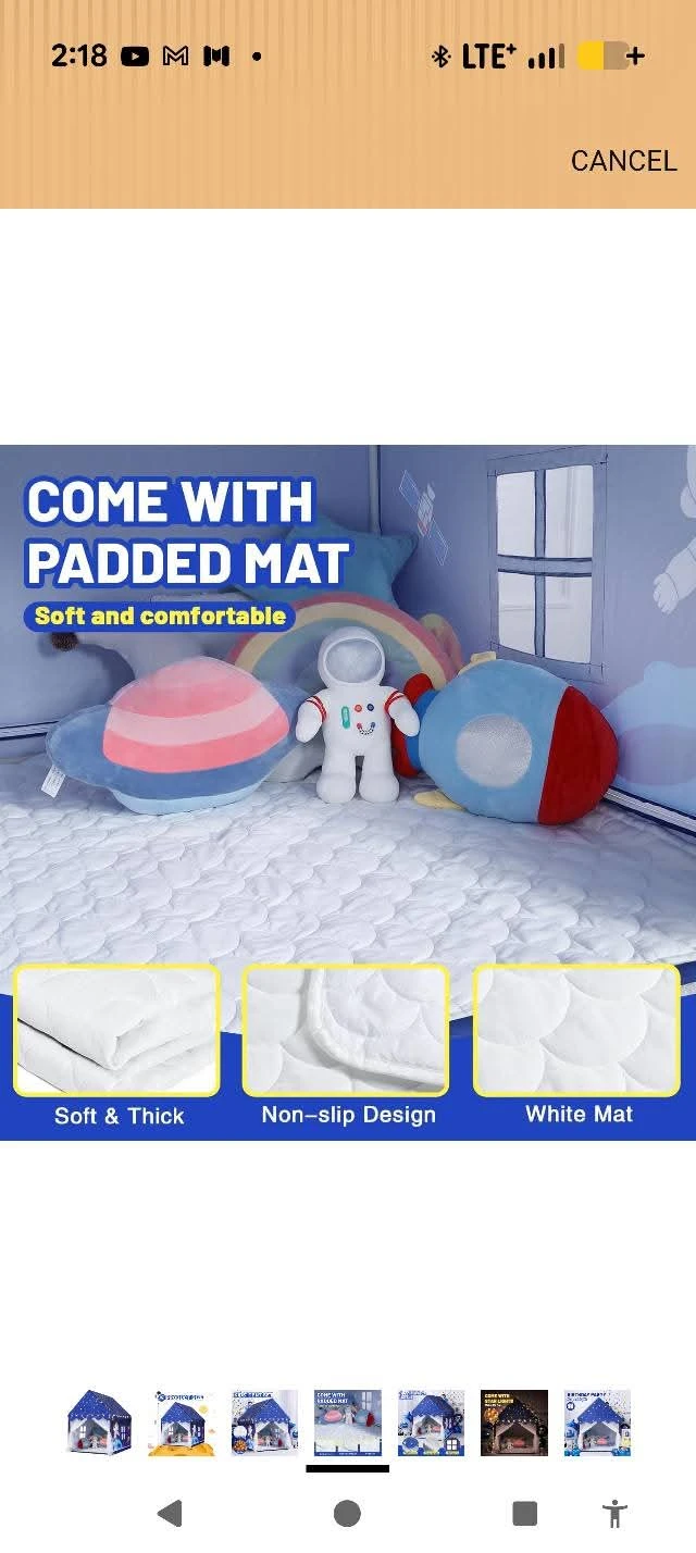 Kids Play Tent with Padded Mat and Star Lights - photo 3