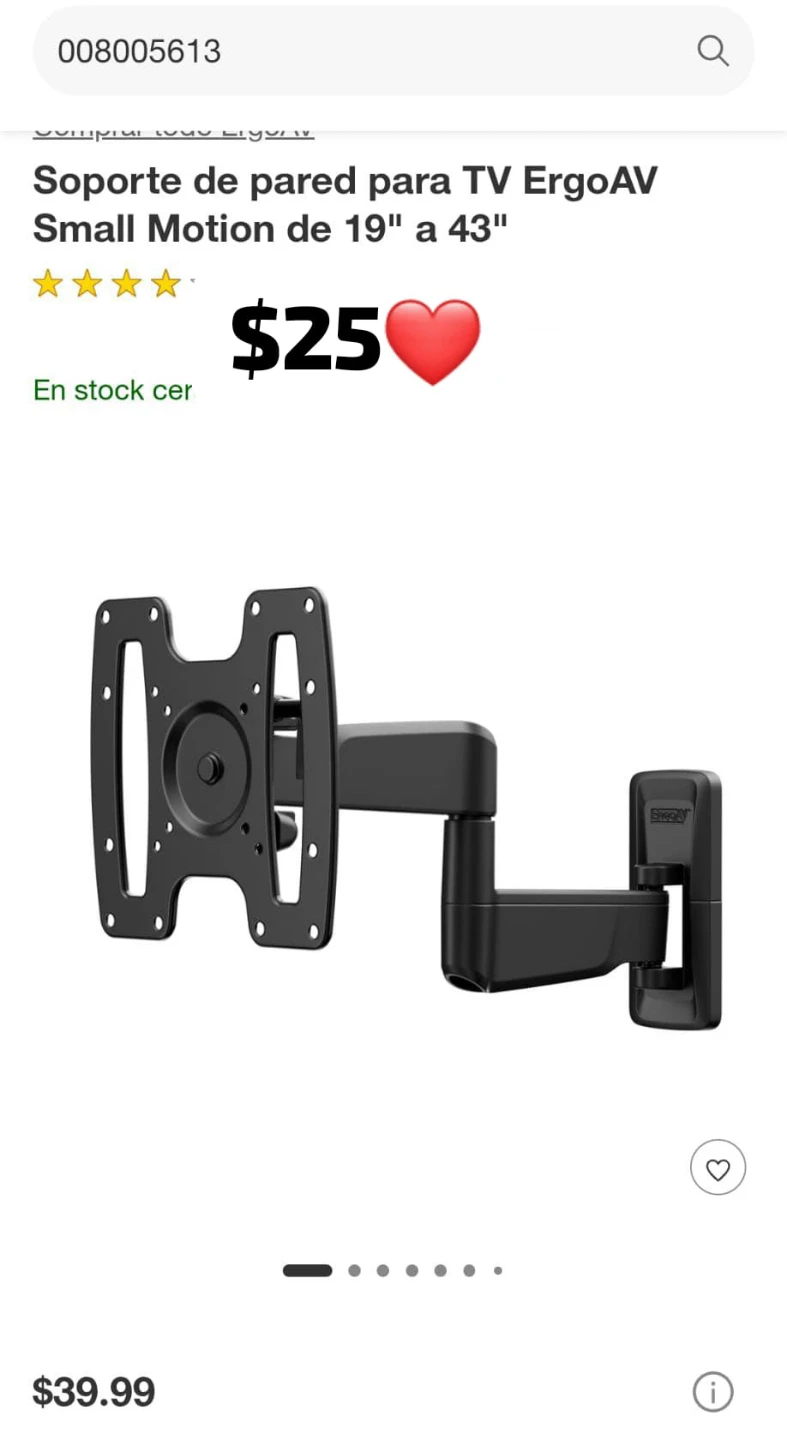 ErgoAV Small Motion TV Wall Mount 19" to 43"