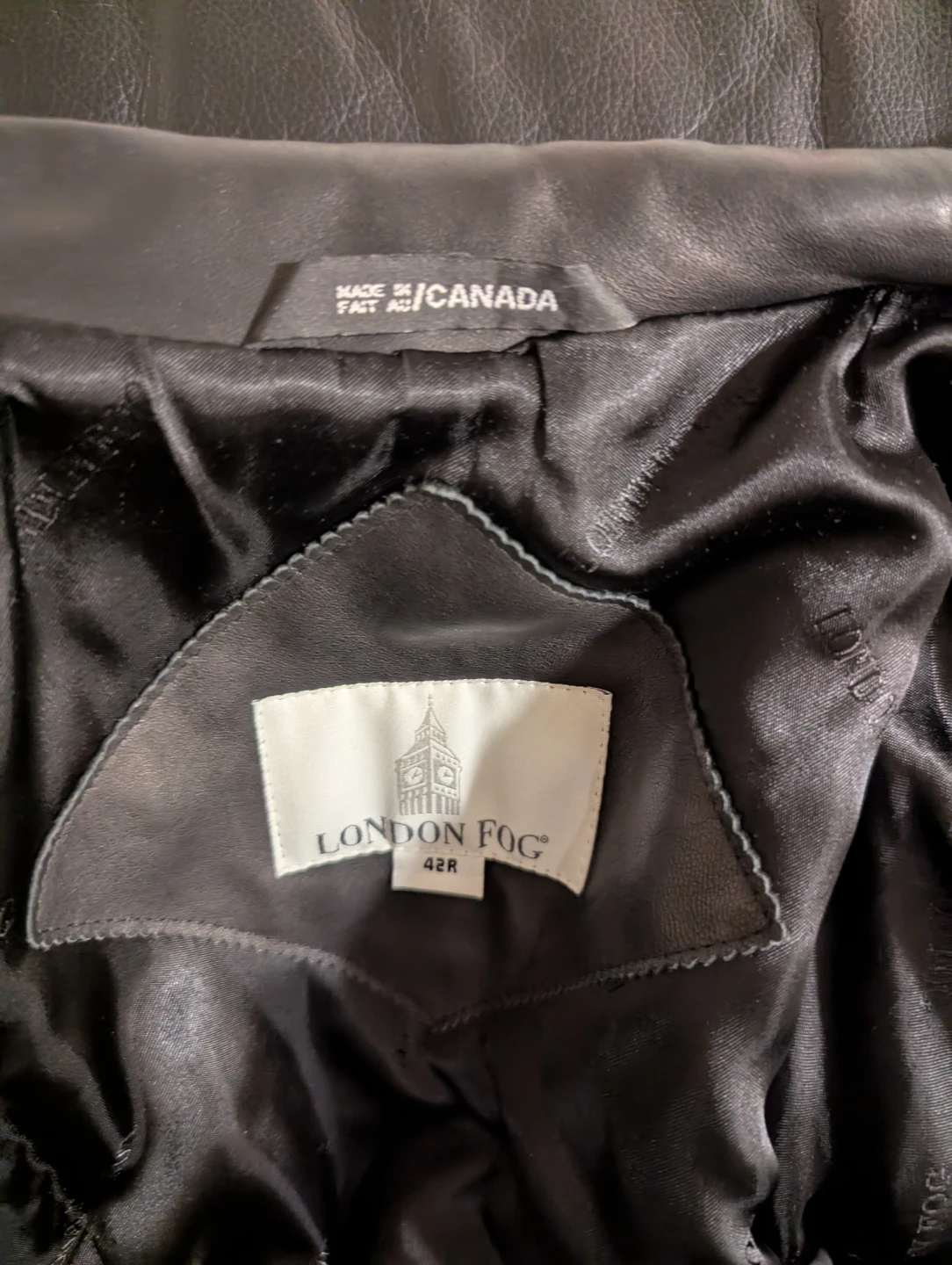 Men's London Fog Black Leather Jacket 42R - photo 2