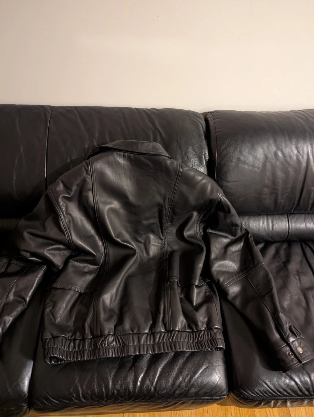 Men's London Fog Black Leather Jacket 42R - photo 5