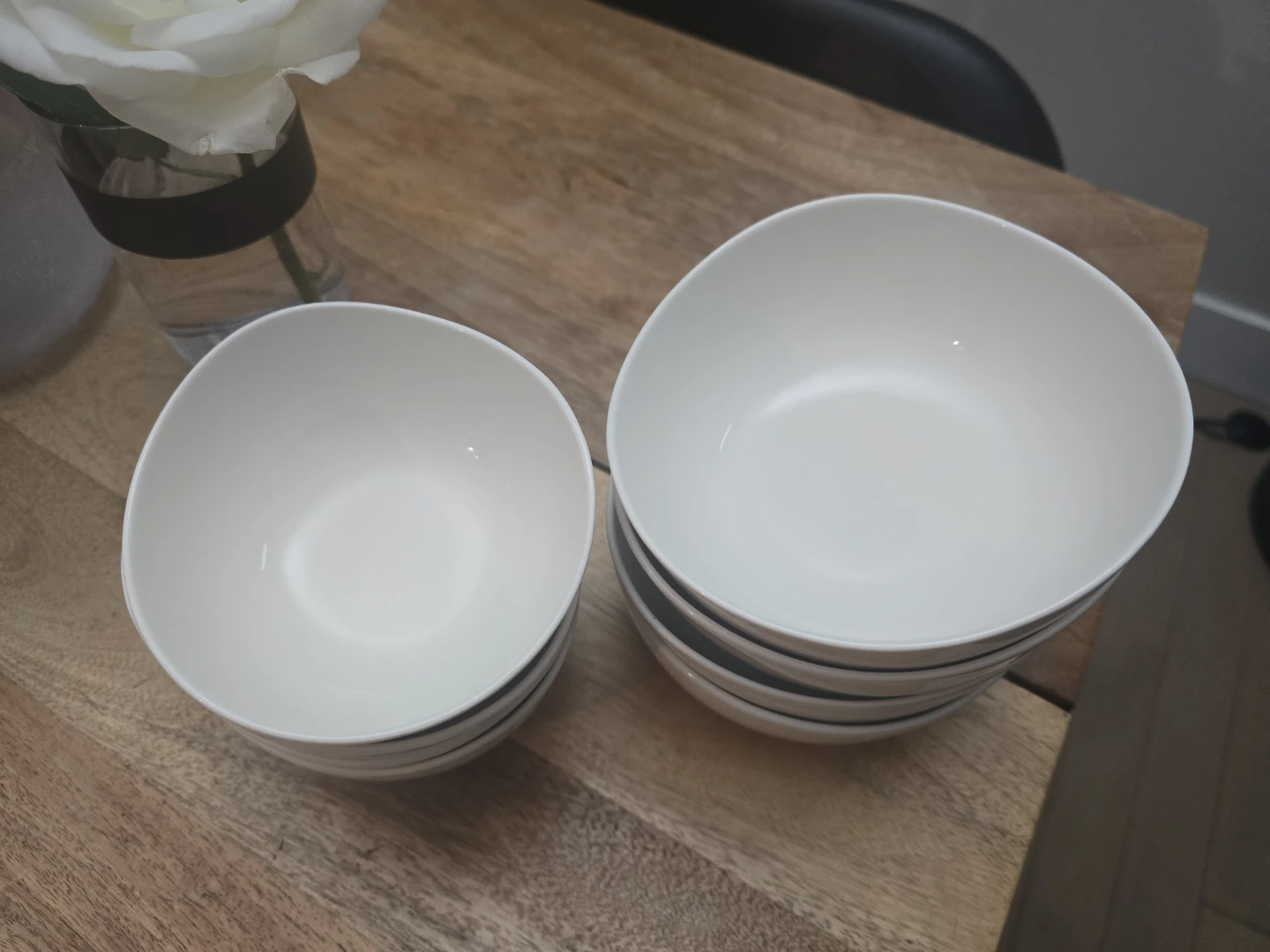 White Wavy Design Rice & Soup Bowl Set (8 Pieces) - photo 3