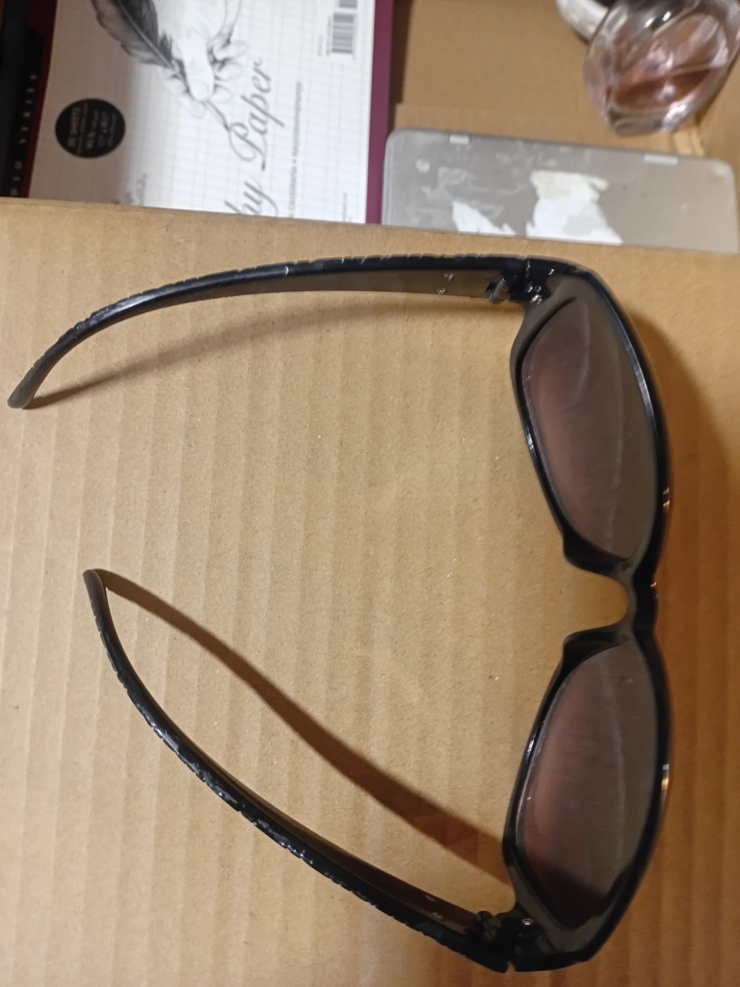 Black Oversized Sunglasses with Gold Accents - photo 3