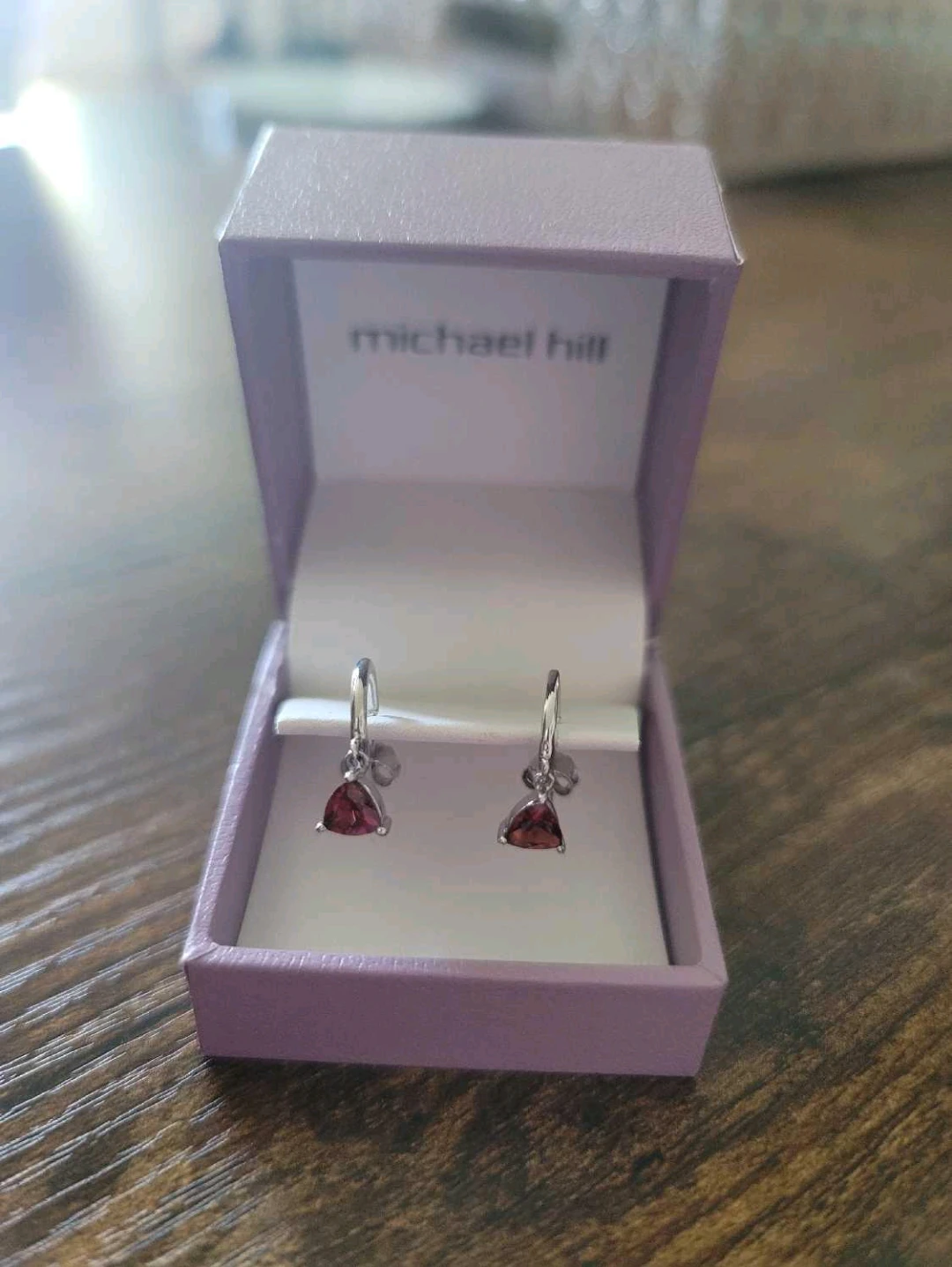 Michael Hill Silver Garnet Drop Earrings