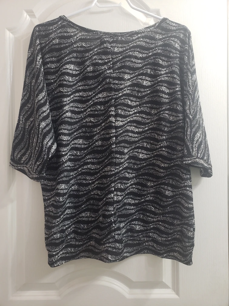 NWD New Woman Design Black & Silver Patterned Top XL/TG - photo 2