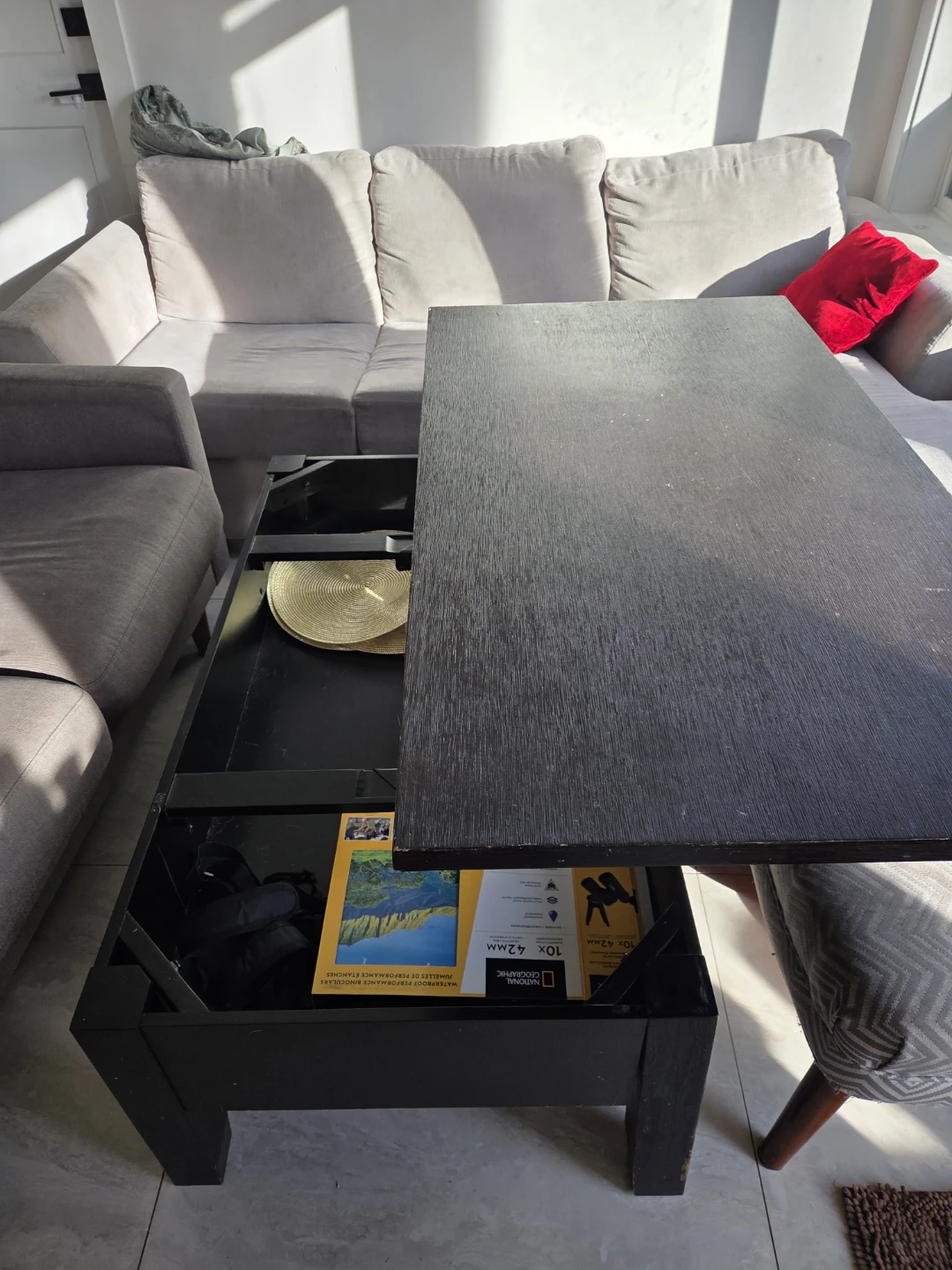 Black Coffee Table with Storage - photo 2