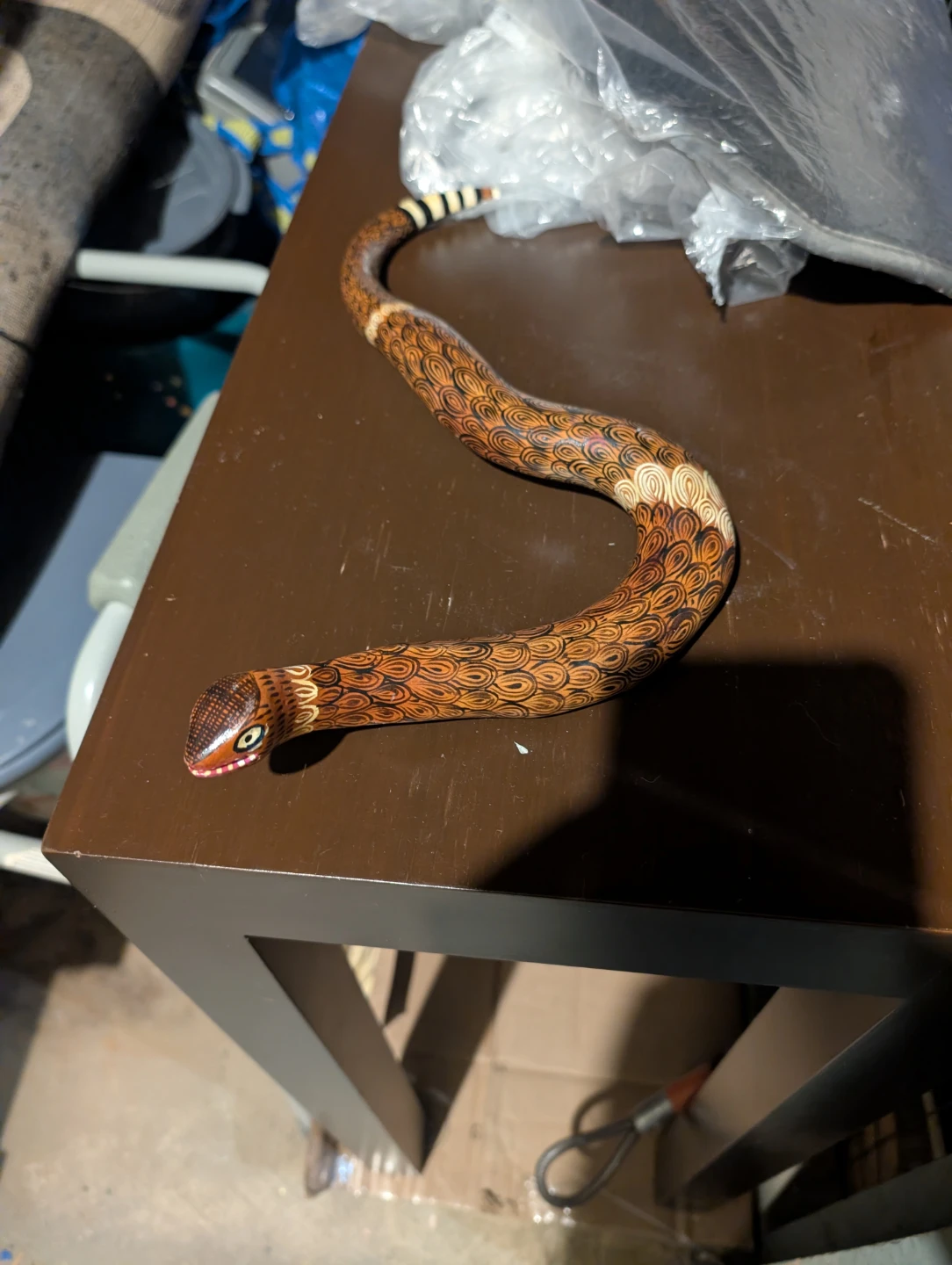 Hand-Painted Wooden Snake Figurine - photo 2