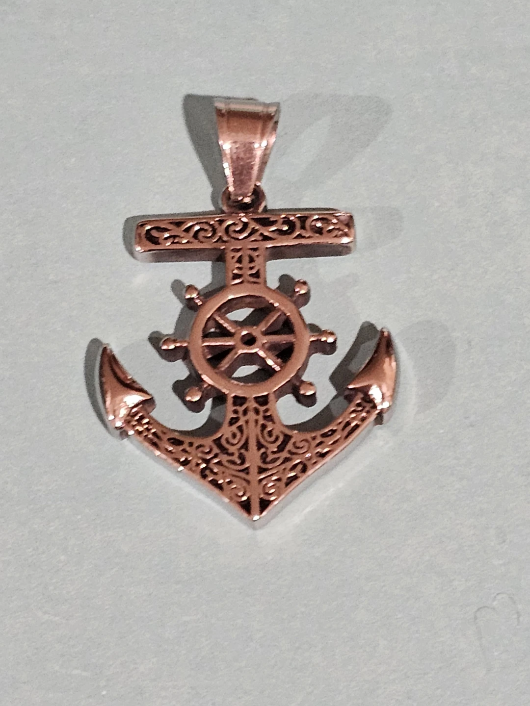 Anchor and Ship Wheel Pendant Stainless Steel