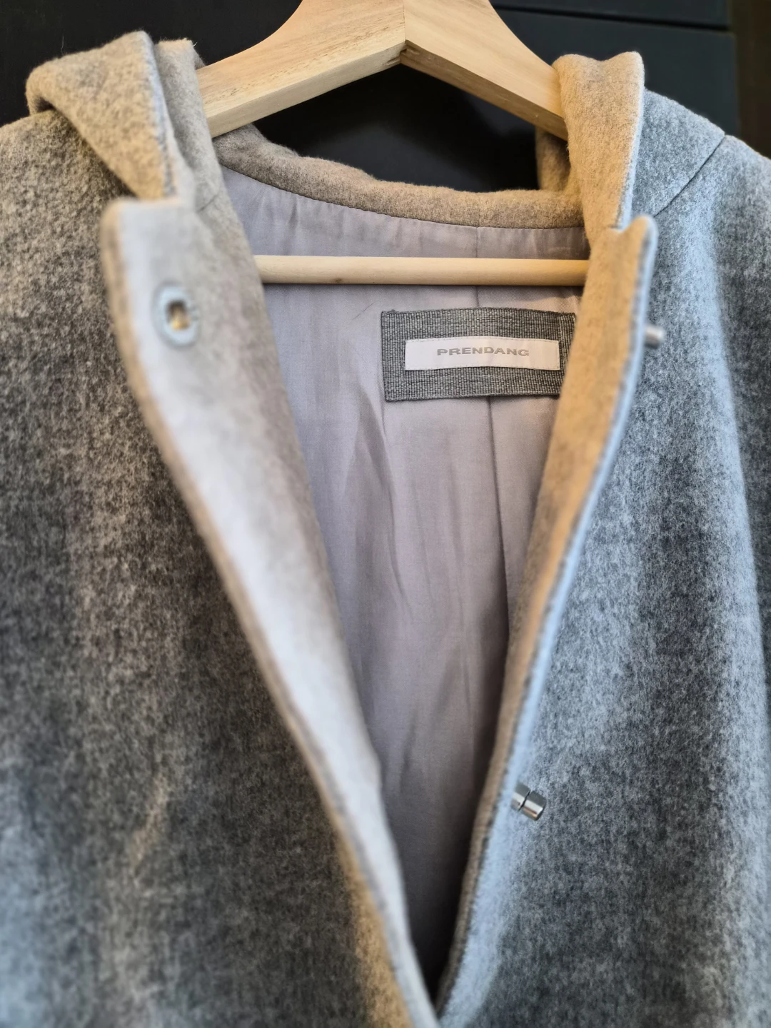 PRENDANG Grey Hooded Wool Coat - photo 2