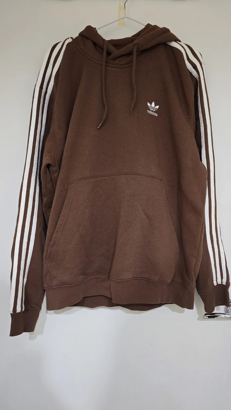 Adidas Brown Hoodie with White Stripes - Size L - photo 2