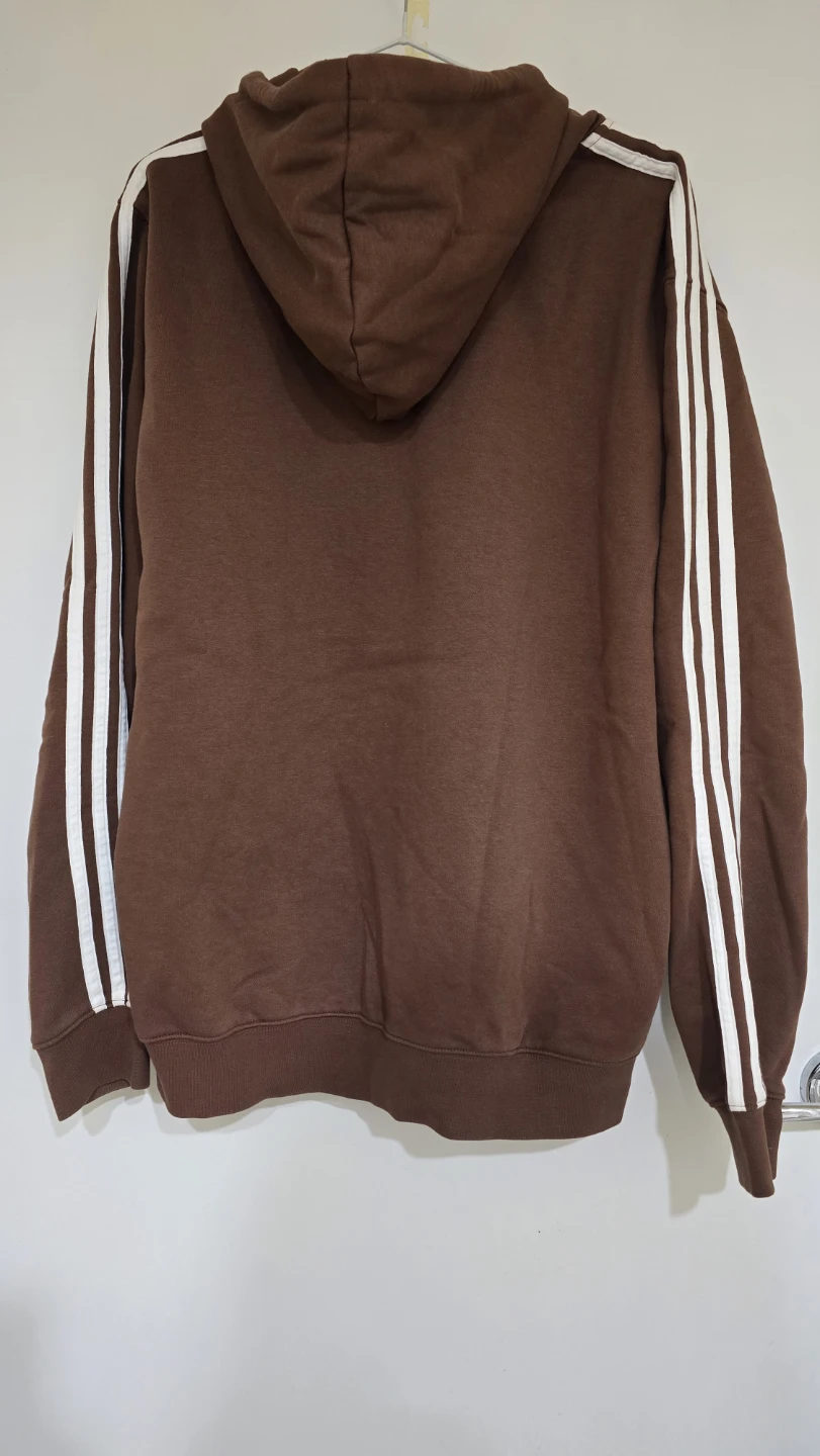 Adidas Brown Hoodie with White Stripes - Size L - photo 3