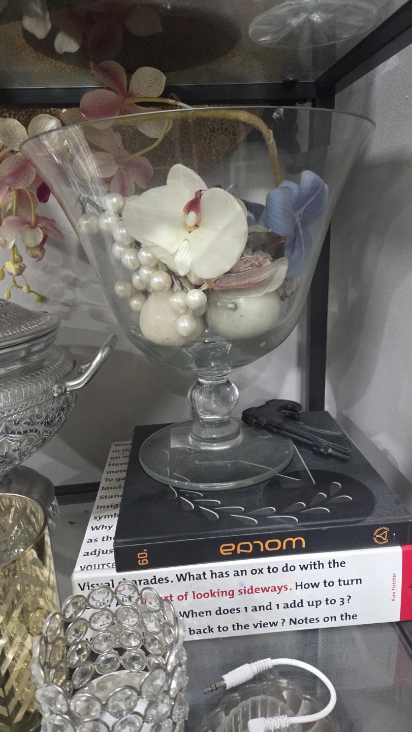 Large Clear Glass Pedestal Vase