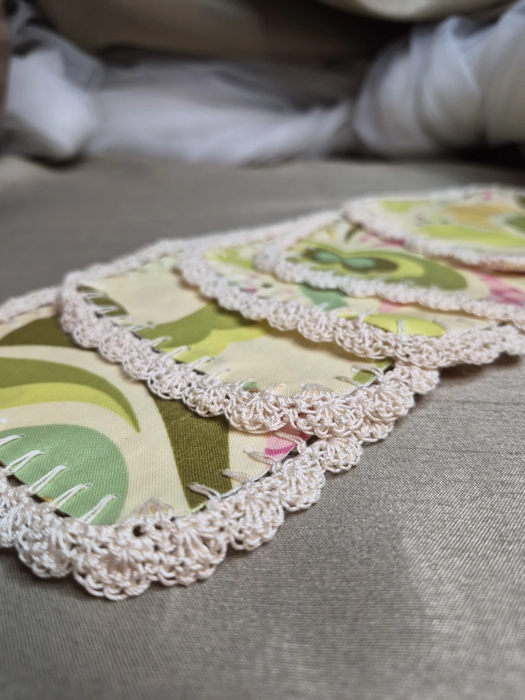 Vintage Handnade Funky Retro Crocheted Coasters