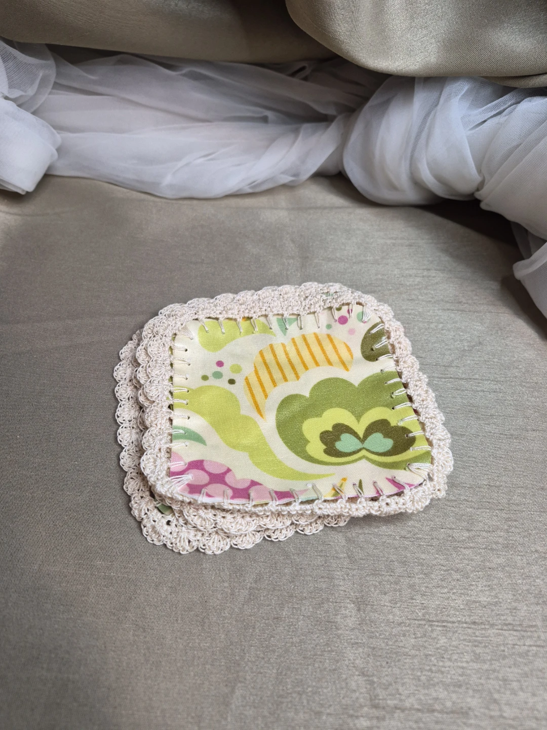 Vintage Handnade Funky Retro Crocheted Coasters - photo 3