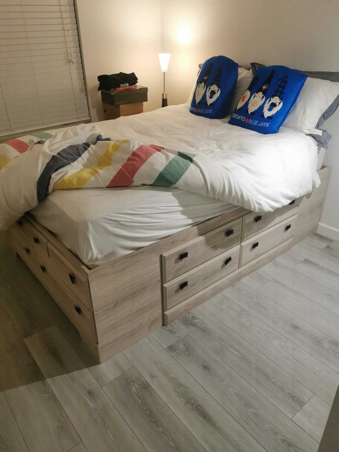 Wooden Bed Frame with Storage Drawers