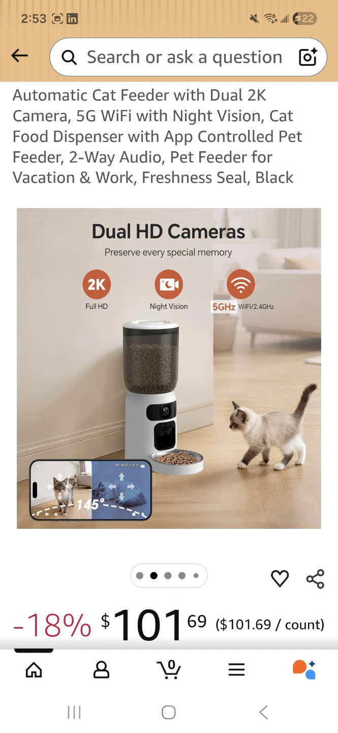 Automatic Cat Feeder with Dual 2K Camera - photo 2