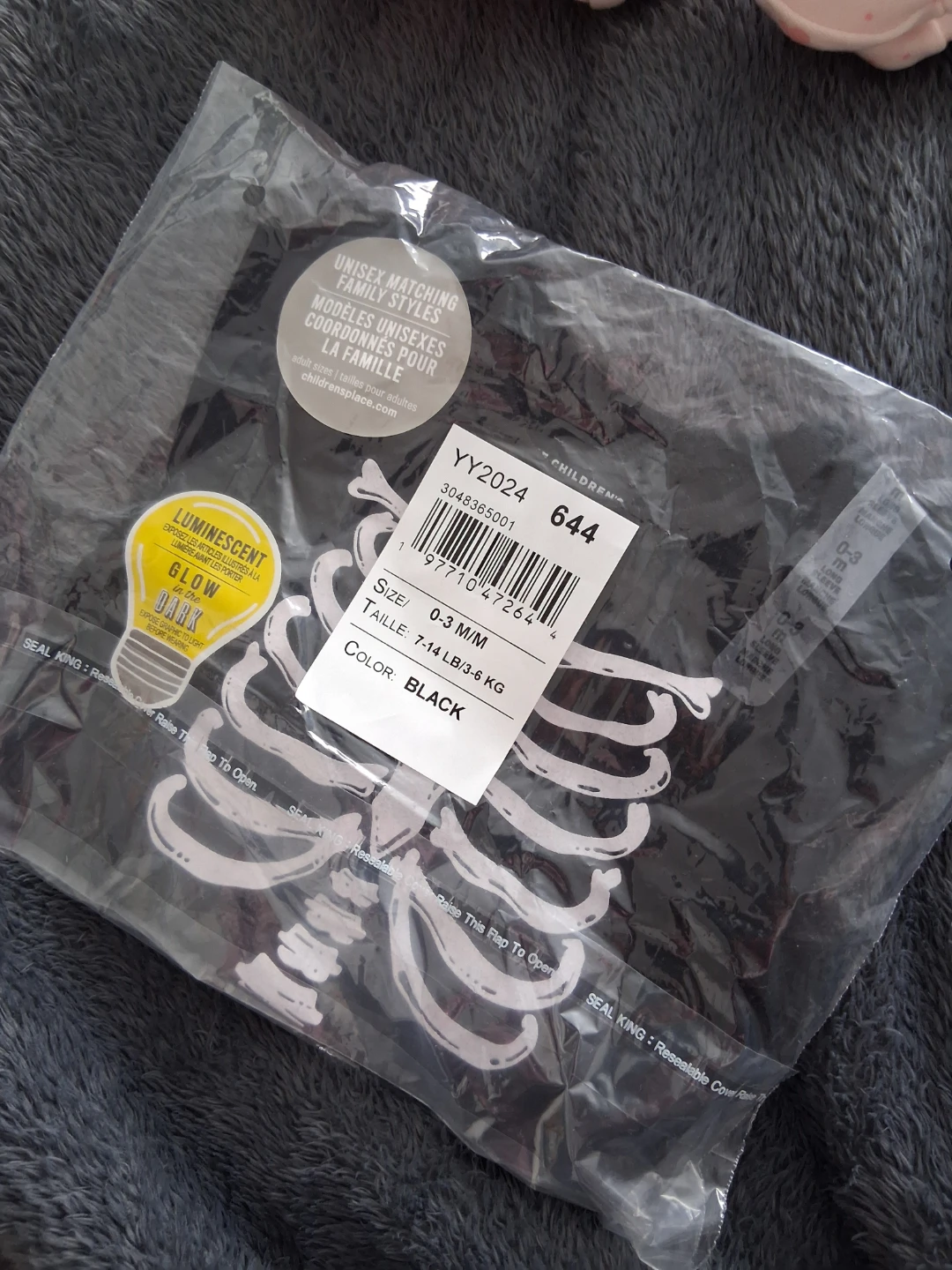 Skeleton Glow-in-the-Dark Onesie (0-3 Months)