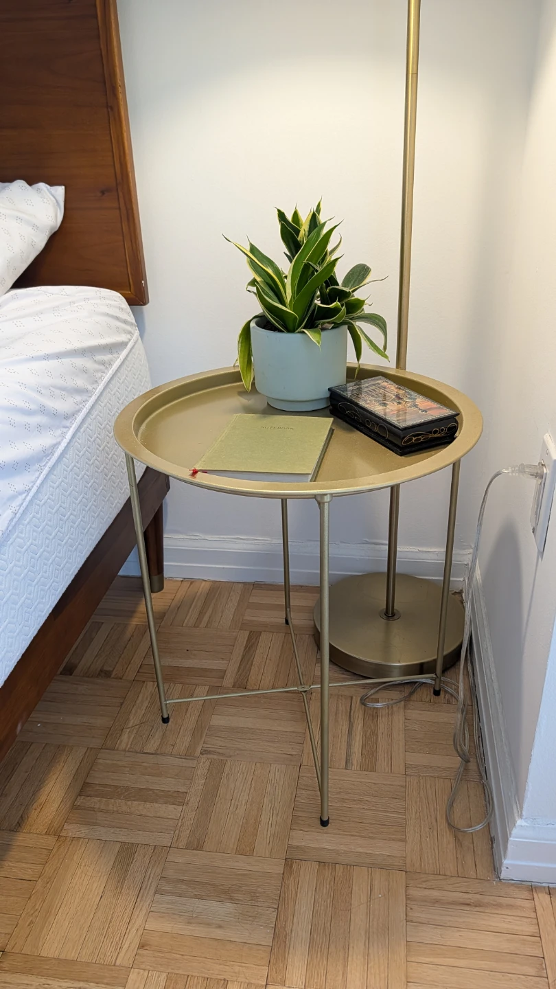 Two Gold Round Tray Tables - photo 2