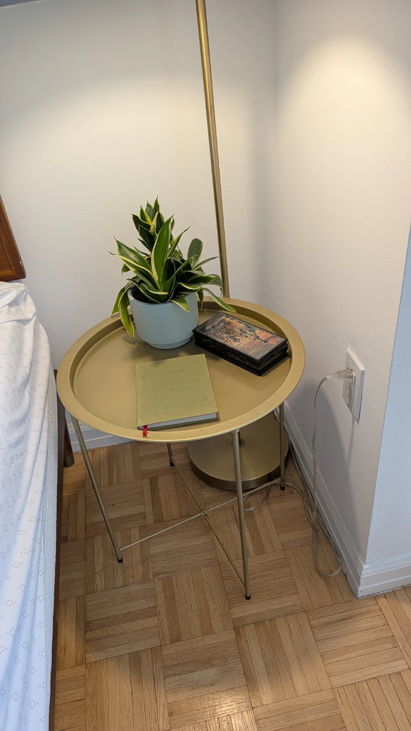 Two Gold Round Tray Tables