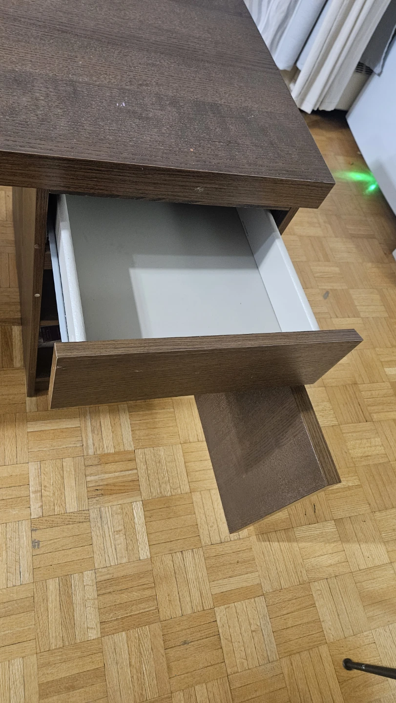 IKEA Malm Dark Wood Desk with Drawer and Cabinet - photo 4