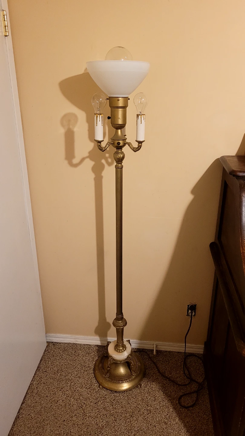Vintage Brass & Marble Torchiere Lamp - photo 4